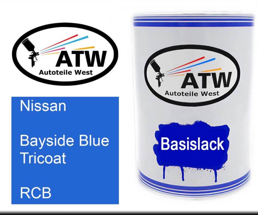 Nissan, Bayside Blue Tricoat, RCB: 500ml Lackdose, von ATW Autoteile West.